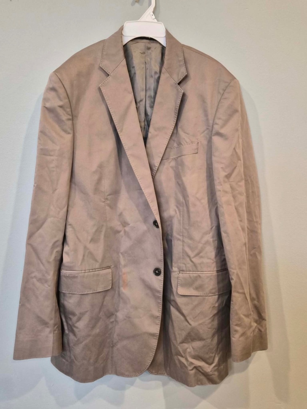 Express Mens 100% Cotton Corporate Office Two Button Tan Sport Coat Blazer 44R
